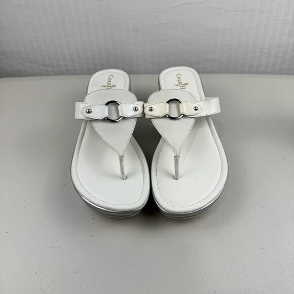Cole Haan Original Grand Wedge Nike Air White Leather Sandals Women's Size 9.5B - Picture 2 of 10